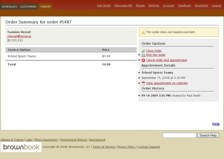 Orders view